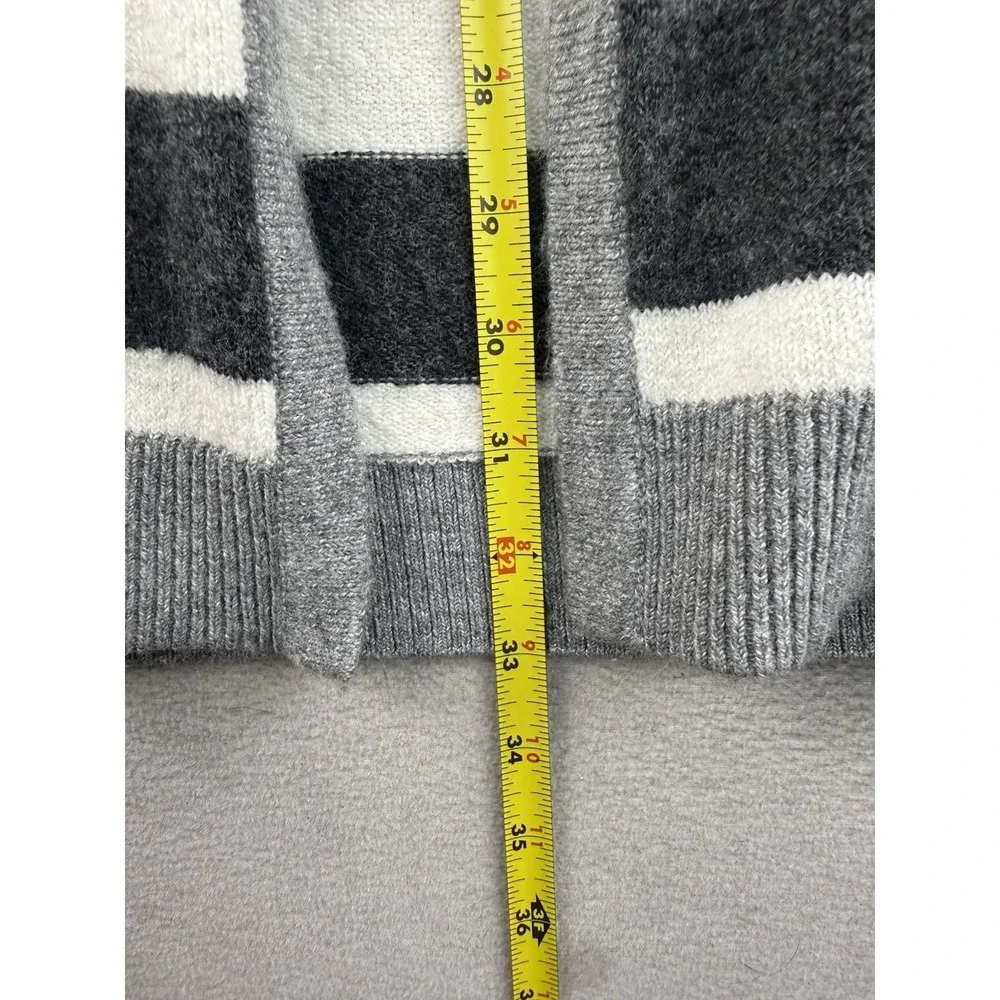 Loft Women's XL Colorblock Striped Front Pockets Nylon Wool Blend Open‎ cardigan